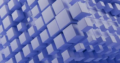Cubos azuis abstratos formando composição geométrica em camadas